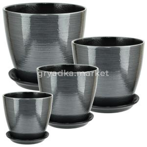 Бутон ГЛЯНЕЦ к-т из 4-х 1л, 2л, 3,8л, 5,4л  мет. черный