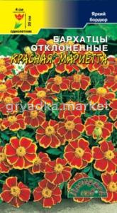 Бархатцы откл.Красная Мариетта,( низк.махр.) Цвет.Сад