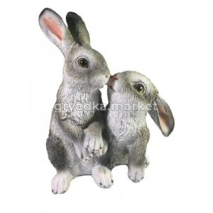 Пара зайчиков серый L15W12H23 см (ПОЛИСТОУН)
