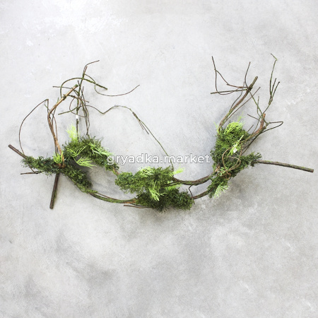 Искусственные цветы Ветка сосновая со мхом EA2083