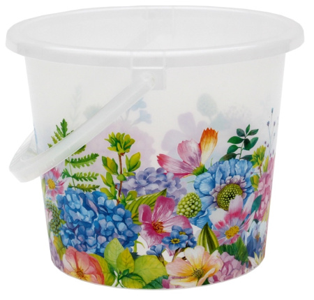 Ведро пищевое 10л. пластик Цветочный сад