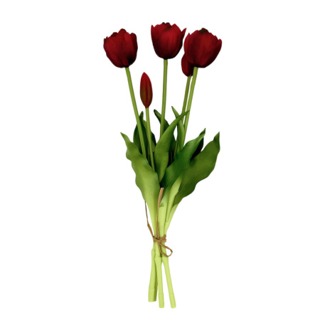 Искусственные цветы Букет тюльпанов из силикона 5 голов h40см красный 204780 1 Искусственные цветы Букет тюльпанов из силикона 5 голов h40см красный 204780 1