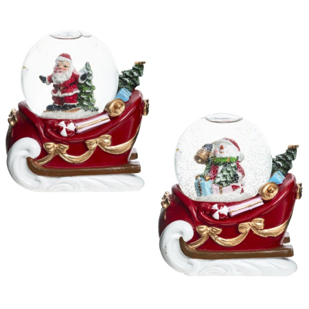 Фигурка декоративная в стекл. шаре Санта-Снеговик D6,5; L9,5 W7 H10 см, 2в