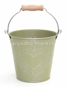 Ведро кашпо из металла d12 h11см фисташковый