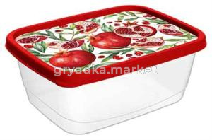 Контейнер 1,5л прямоуг. с декором красный -24