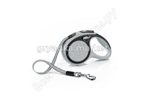 Рулетка-поводок д-собак Flexi New Comfort XS Tape 3м до 12кг ремень, серый