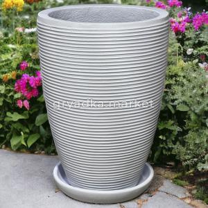 Полоски высокий кашпо d39 h55см серый светл.