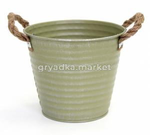 Ведро кашпо из металла d15 h13см фисташковый 