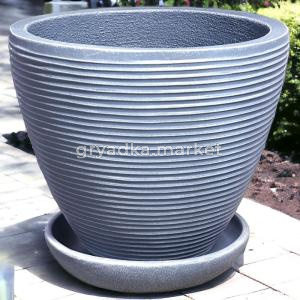 Полоски низкий кашпо d41 h35см серый темн.