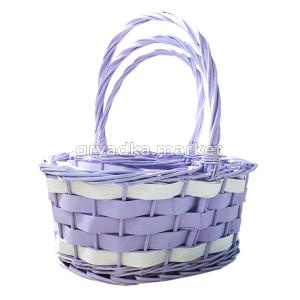 Корзина плетеная  (ива), 37х30х16-39 см, 31х25х13,5-34 см, 25х20х11-29 см, 3 шт., персик. с бел.