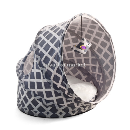 Лежанка-туннель для кошек, серая, 430х380х350мм, Triol