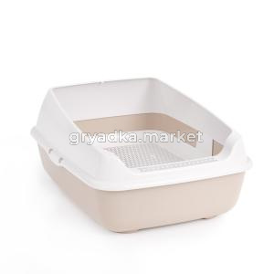 Туалет с высокими бортами и сеткой 50,5х39х23,5см бежевый 1-4