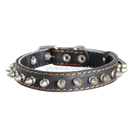 ошейник кожаный, двухслойный, с шипами, 20 мм-ОК-20-К-Ш