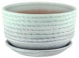 Горшок ЗЕФИР плошка d22см мята-серый