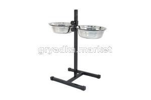 Кормушка регулируемая ЕСО чёрная, h50см, 2х1,5л, D22, миски трапец. металл, разбор в короб