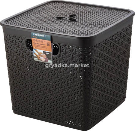 Корзина 21л с крышкой Keeplex темный каштан-6  ПлР
