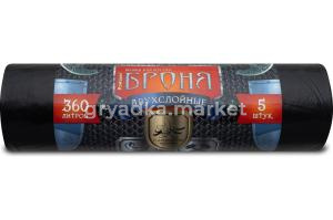 Мешок д-мусора 360л 120х150см 60мкм черн. рулон 5 шт Броня-8
