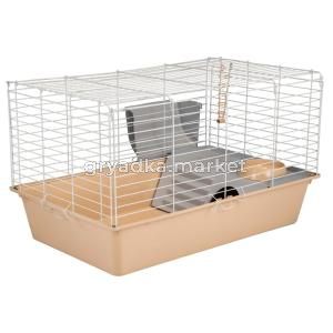 Клетка д-кроликов Роджер 80 №4 78х48хh47см складная, с этажом-домиком (миска, 2 кормушки) 1-1
