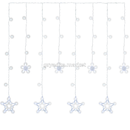 Гирлянда Звездное небо 2,5х1м прозрачный провод, хол. белый, переходник 8 режимов