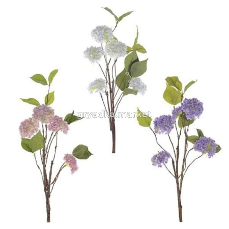 Цветок искусственный Гортензия, L42 W15 H8 см, 3в.