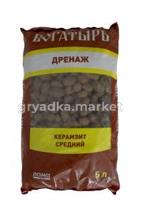 Дренаж керамзитный средний 5л Богатырь 5-5-240 Лама-торф