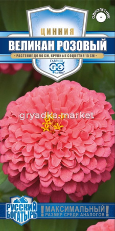 Цинния Великан розовый 0,3г (Гавриш) Русский богатырь