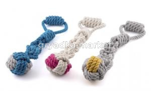 Игрушка WOGY д-собак канатная Мяч d=6см с ручкой l=30см, микс арт.10922-8534 Код270851