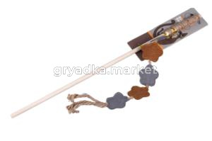 Игрушка-дразнилка WOGY д-кошек Джутовая с цветочками, на деревянной палочке l=40см арт.2024-0839 Код