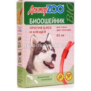 Ошейник д-собак КРАСНЫЙ блох-клещей 65см (ш-б -6шт)ДОКТОР ZOO