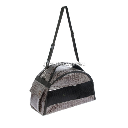 Сумка - переноска Зооник (средняя) полукруглая из кожзама коричневая 420х230х250