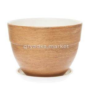 Ироко 4 горшок с поддоном 2,1л d18 h13см овал борт коричневый