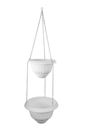 Кашпо на цепях Рома 3+4 белый Новинка