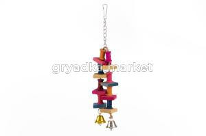 Игрушка д-птиц Составная с колокольчиками на цепочке 25*6*3см арт.2024-6342 1-12 ЧД