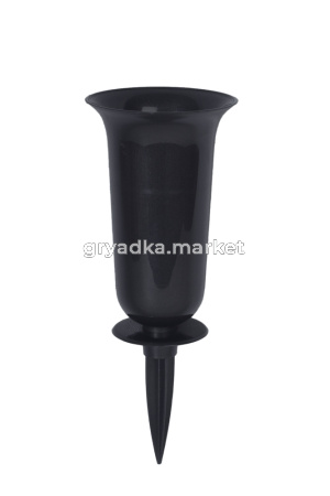 Вазон под срезку Дама с колышком 1,2л графитный метал. d13-10