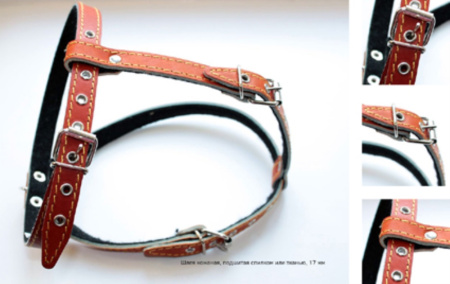 Шлея кожаная 20мм подшит.спилком-тканью -ШлК-20-С-Т