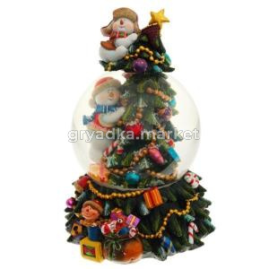 Фигурка декоративная в стекл. шаре Елка, D 9 см, L12,5 W12,5 H18,5 см