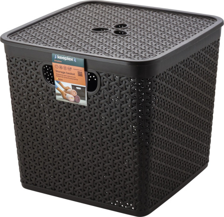 Корзина 21л с крышкой Keeplex темный каштан-6  ПлР