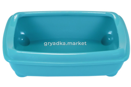 ZooM туалет для кошек Четвертый с рамкой, глубокий (под наполнитель) 38х27х10см, бирюзовый