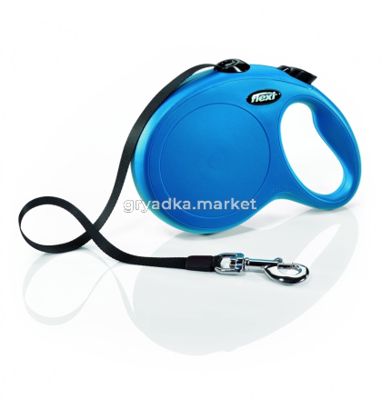 Рулетка-поводок д-собак Flexi New Classic S 8м до 12кг ТРОС, СИНИЙ 1-12-22719