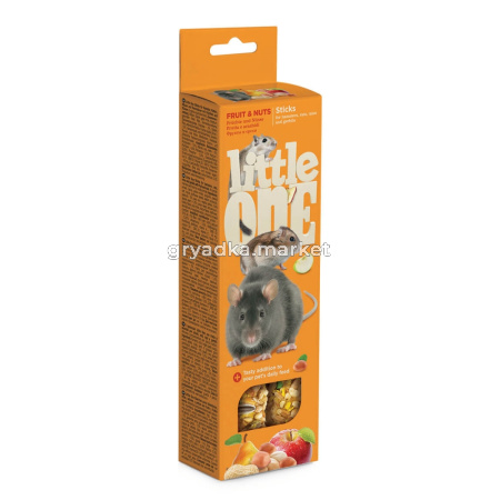 Little One. Палочки для хомяков, крыс, мышей и песчанок с фруктами и орехами, коробка 2х60г