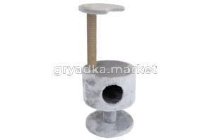 Домик-когтеточка ЧИП круглый на ножке (столбик джут) 38х38хh93см бежевый 1-1