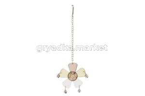 Игрушка WOGY д/птиц l=21см Цветок 7.5х7.5см с колокольчиками, на цепочке арт.2024-6331 Код273887