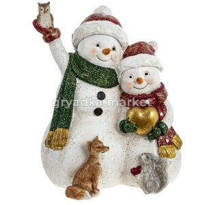 Фигурка декоративная Снеговики, L12 W9,5 H15,5 см