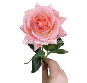 Искусственные цветы Роза из силикона розовая h42см
