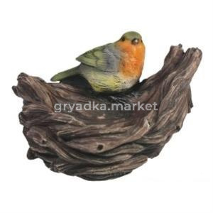Кормушка-гнездо с птичкой L18 W17 H12 см