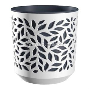 Leaves кашпо со вставкой 2,5л  Белый-Антрацит -12