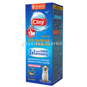 Паста д-кошек Cliny д-вывода шерсти 30мл лосось-40