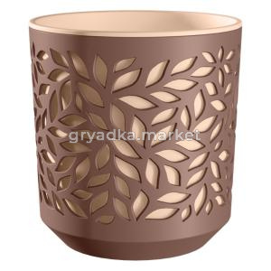 Листья кашпо со вставкой 8л d24 h25см Мокко-Пудра Leaves-6