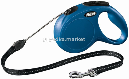 рулетка-поводокFlexi New Classic М 8м до 20кг ТРОС, СИНИЙ 1-12    22818