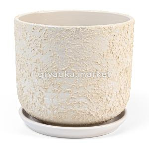Лава 5 горшок с поддоном 5,4л d22 h19см цилиндр бежевый